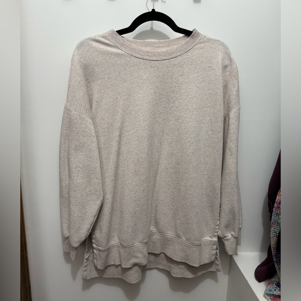 Old Navy Speckled Beige Sweater Split Hem
